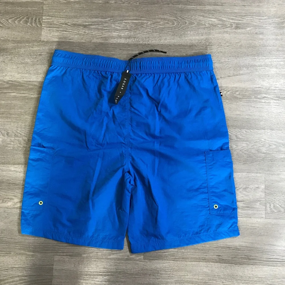Edgar + Ash Mens Blue Nylon Cargo Swim Trunks Shorts Size Large NWT